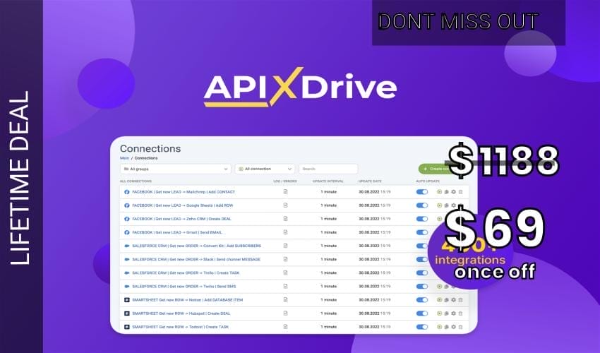 ApiX-Drive - Plus exclusive Lifetime Deal for $69