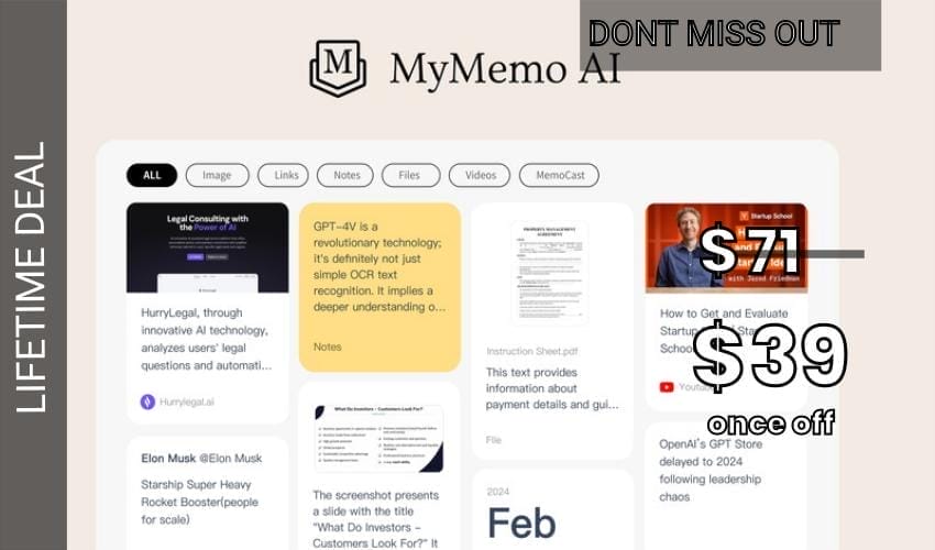 MyMemo Lifetime Deal for $39 MyMemo Lifetime Deal for $39