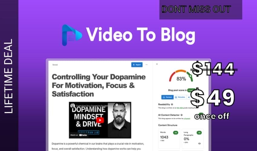 Video To Blog Lifetime Deal for $49