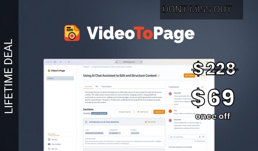 VideoToPage Lifetime Deal for $69