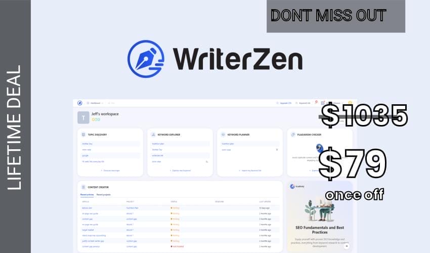 WriterZen Lifetime Deal for $79 WriterZen Lifetime Deal for $79