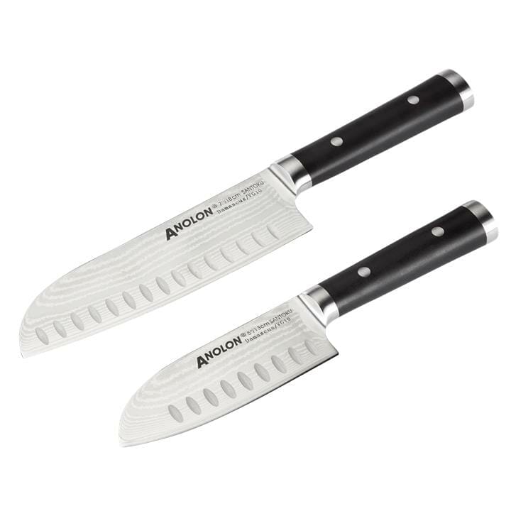 OJAM Cookware Brands - Anolon Imperion Damascus Steel Cutlery 2-Piece Santoku Knife Set