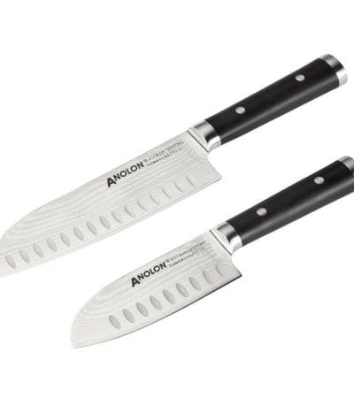 OJAM Cookware Brands - Anolon Imperion Damascus Steel Cutlery 2-Piece Santoku Knife Set