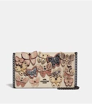 Fashion 4 - CALLIE FOLDOVER CHAIN CLUTCH WITH BUTTERFLY APPLIQUE