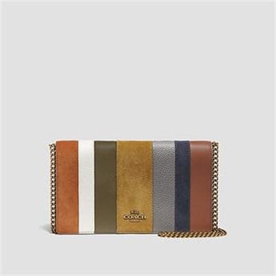 Fashion 4 - CALLIE FOLDOVER CHAIN CLUTCH WITH PATCHWORK STRIPES