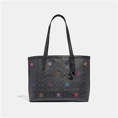 Fashion 4 - CENTRAL TOTE IN SIGNATURE CANVAS WITH STAR APPLIQUE AND SNAKESKIN DETA