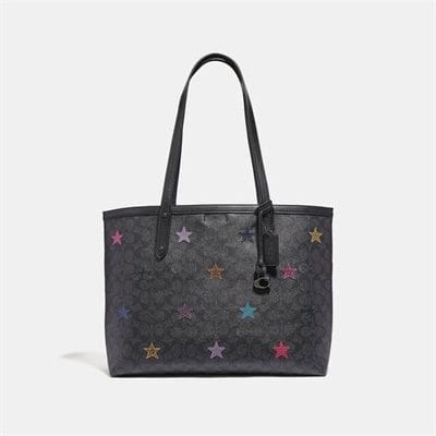 Fashion 4 - Central Tote In Signature Canvas With Star Applique And Snakeskin Detail
