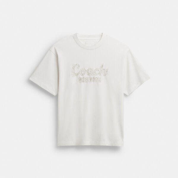Fashion 4 - Cursive Coach Embroidered T-Shirt In Organic Cotton