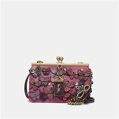 Fashion 4 - DOUBLE FRAME BAG 19 WITH BUTTERFLY APPLIQUE AND SNAKESKIN DETAIL