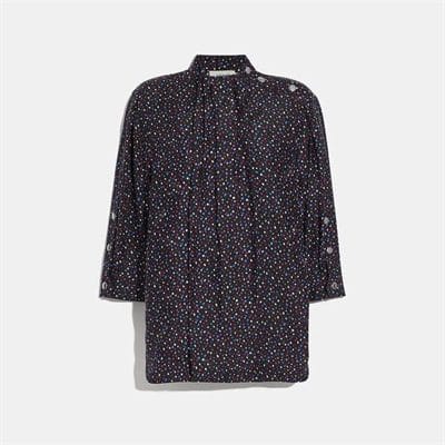 Fashion 4 - Dot Print Short Sleeve Blouse