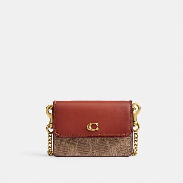 Fashion 4 - Essential Half Flap Card Case In Colorblock Signature Canvas