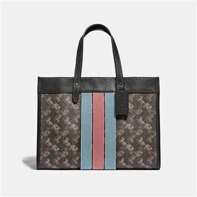 Fashion 4 - FIELD TOTE 30 WITH HORSE AND CARRIAGE PRINT AND VARSITY STRIPE