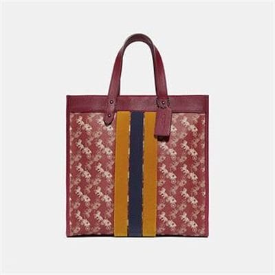 Fashion 4 - FIELD TOTE WITH HORSE AND CARRIAGE PRINT AND VARSITY STRIPE