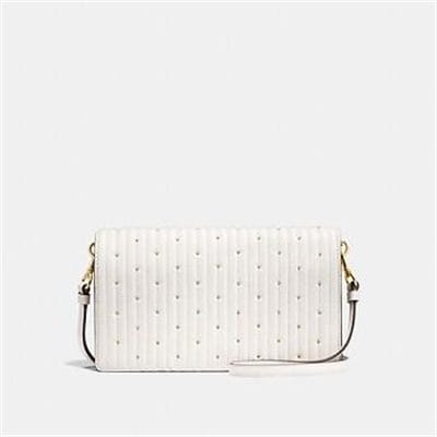 Fashion 4 - FOLDOVER CROSSBODY CLUTCH WITH QUILTING AND RIVETS