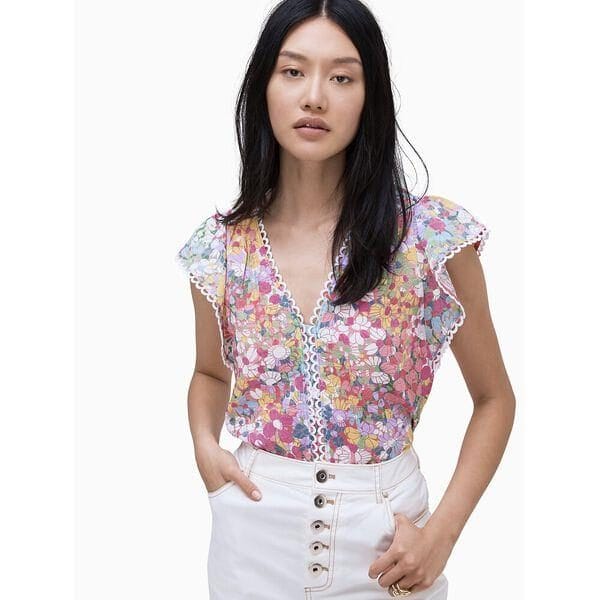 Fashion 4 - Floral Dots Burnout Top