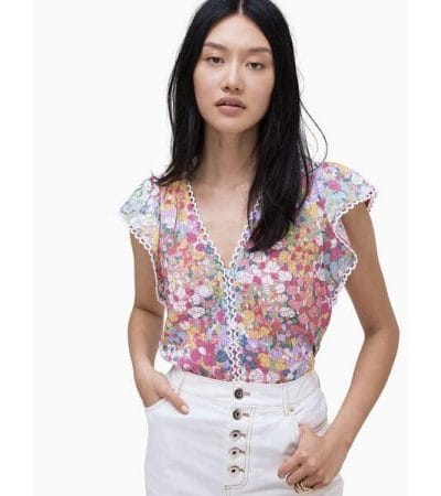 Fashion 4 - Floral Dots Burnout Top