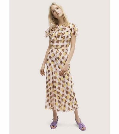 Fashion 4 - Geo Square Silk Ruffle Dress
