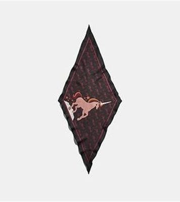 Fashion 4 - HORSE AND CARRIAGE UNICORN PRINT SILK DIAMOND SCARF