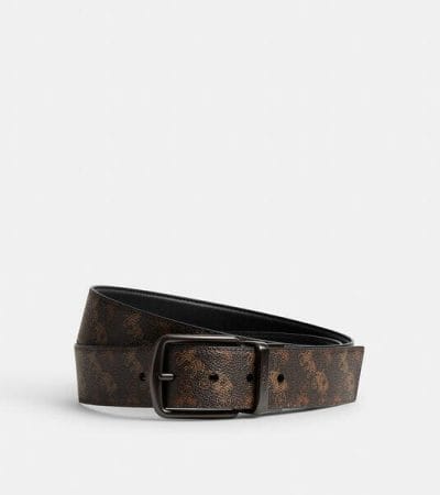 Fashion 4 - Harness Buckle Cut-To-Size Reversible Belt With Horse And Carriage Print