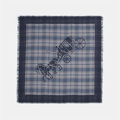 Fashion 4 - Horse And Carriage Plaid Print Oversized Square Scarf