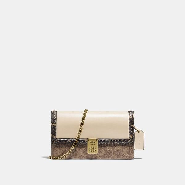 Fashion 4 - Hutton Clutch In Signature Canvas With Snakeskin Detail