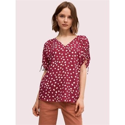 Fashion 4 - Mallow Dot Ruched Sleeve Top