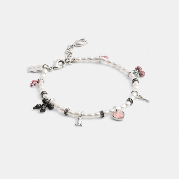 Fashion 4 - Mini Bow Charms Pearl Bracelet