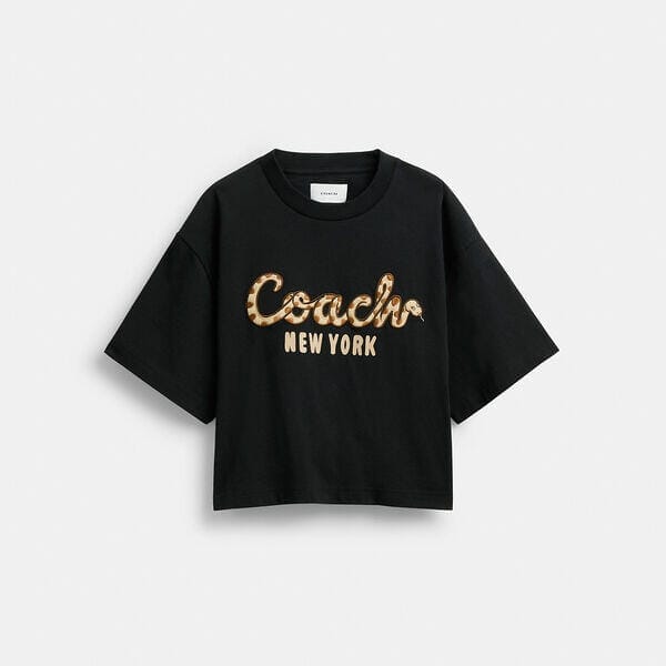 Fashion 4 - New Year Coach Snake Script Cropped T-Shirt In Organic Cotton