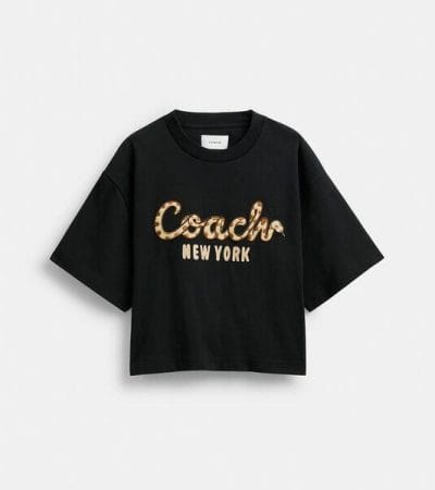 Fashion 4 - New Year Coach Snake Script Cropped T-Shirt In Organic Cotton