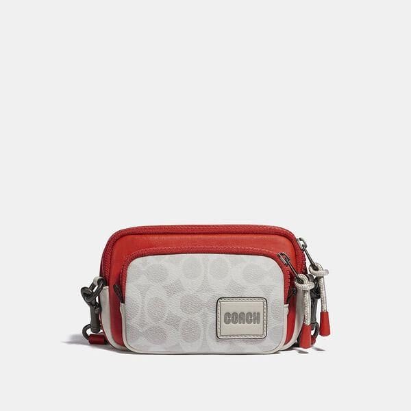 Fashion 4 - Pacer Convertible Double Pouch In Colorblock Signature Canvas With Coach Patch