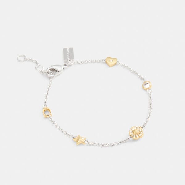 Fashion 4 - Pavé Tea Rose And Heart Linear Bracelet