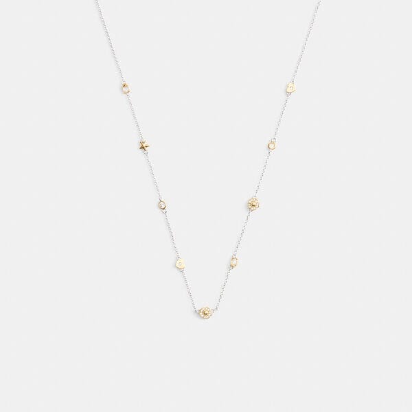 Fashion 4 - Pavé Tea Rose And Heart Station Necklace