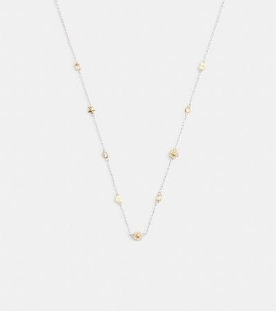 Fashion 4 - Pavé Tea Rose And Heart Station Necklace