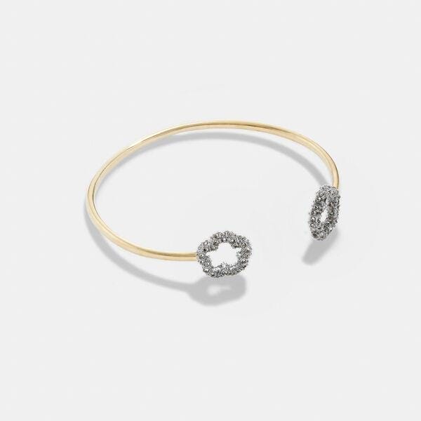 Fashion 4 - Pave Tea Rose Open Cuff Bracelet
