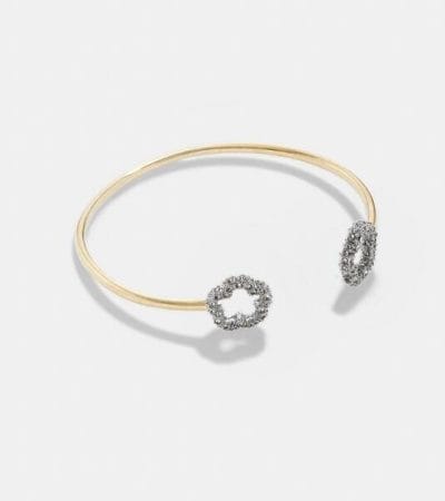 Fashion 4 - Pave Tea Rose Open Cuff Bracelet