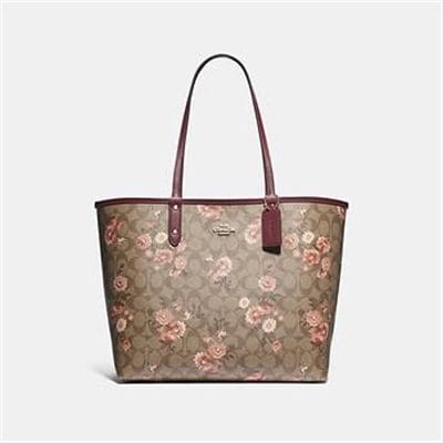 Fashion 4 - REVERSIBLE CITY TOTE IN SIGNATURE CANVAS WITH PRAIRIE DAISY CLUSTER PR