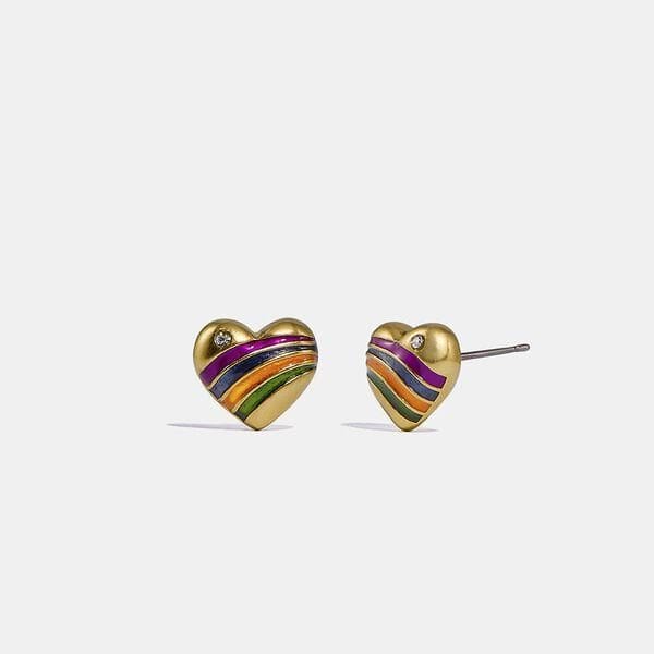 Fashion 4 - Rainbow Heart Stud Earrings