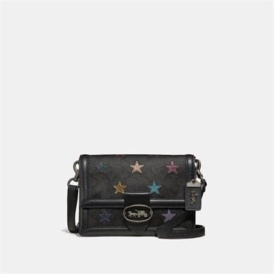 Fashion 4 - Riley Shoulder Bag In Signature Canvas With Star Applique And Snakeskin Detail