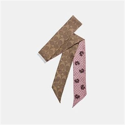 Fashion 4 - SIGNATURE AND FLORAL PRINT SILK SKINNY SCARF