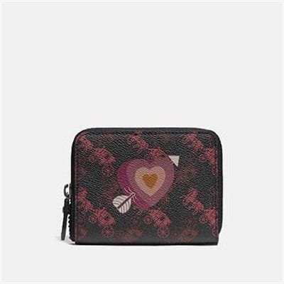 Fashion 4 - SMALL ZIP AROUND WALLET WITH HORSE AND CARRIAGE PRINT AND HEART