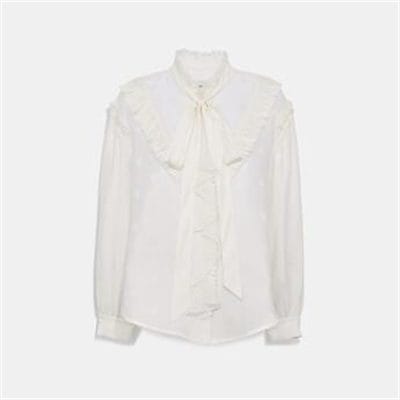 Fashion 4 - SQUARE SIGNATURE JACQUARD LONG SLEEVE PRAIRIE TOP WITH RUFFLES