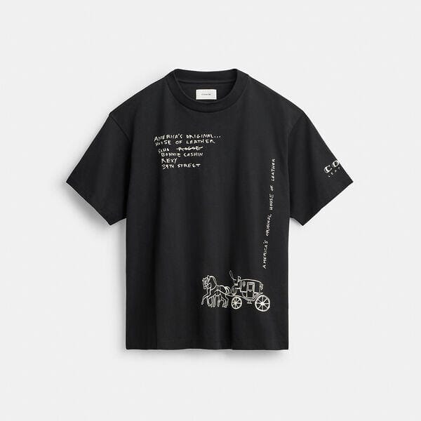 Fashion 4 - Sketch Horse And Carriage Relaxed T Shirt In Organic Cotton