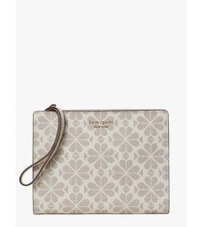 Fashion 4 - Spade Flower Coated Canvas Gusseted Wristlet