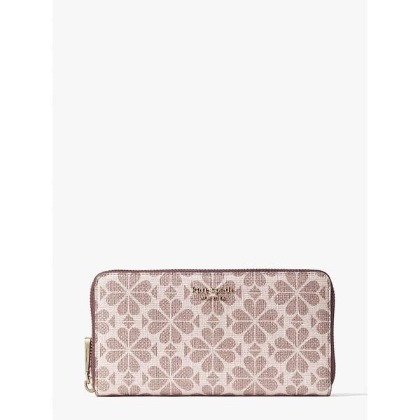 Fashion 4 - Spade Flower Coated Canvas Zip-around Continental Wallet