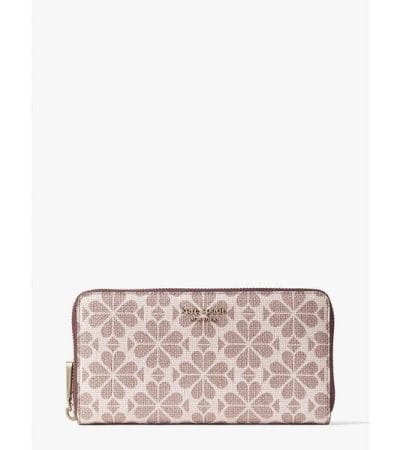 Fashion 4 - Spade Flower Coated Canvas Zip-around Continental Wallet