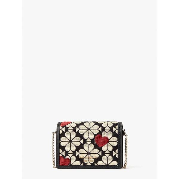 Fashion 4 - Spade Flower Jacquard Hearts Chain Cardholder