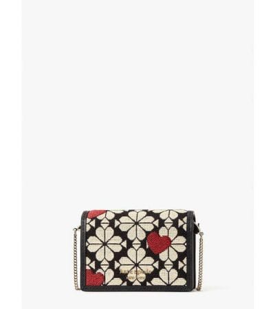 Fashion 4 - Spade Flower Jacquard Hearts Chain Cardholder