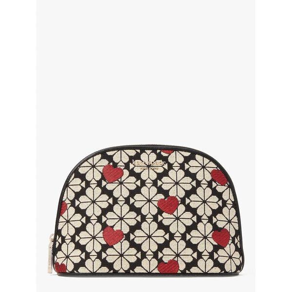 Fashion 4 - Spade Flower Jacquard Hearts Large Dome Cosmetic Case