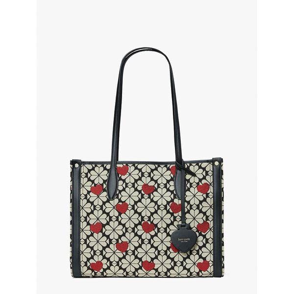 Fashion 4 - Spade Flower Jacquard Hearts Market Medium Tote