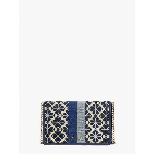 Fashion 4 - Spade Flower Jacquard Stripe Chain Wallet